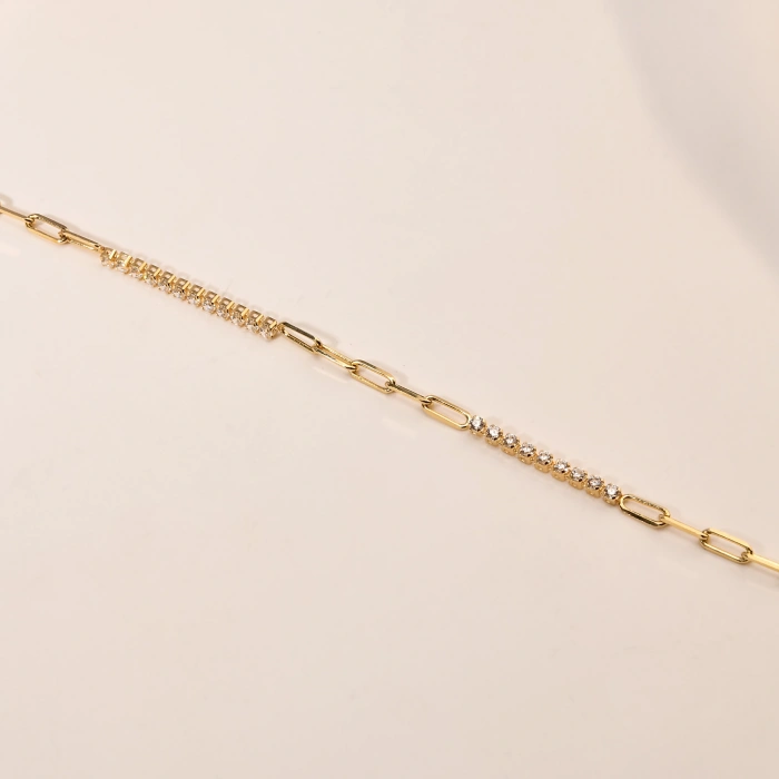 Minimal Paperclip Chain Gold Bracelet, Thin Gold Bracelet for Women, 14K Gold Bracelet