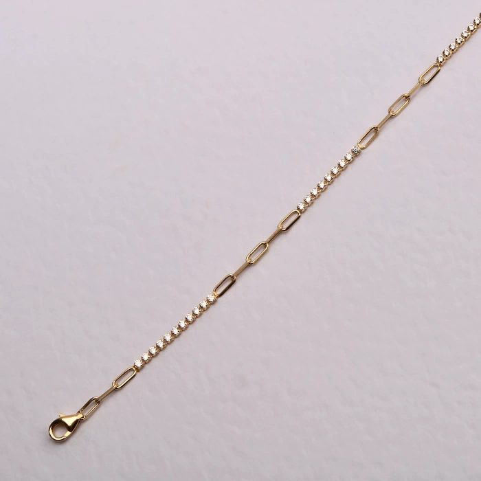 Minimal Paperclip Chain Gold Bracelet, Thin Gold Bracelet for Women, 14K Gold Bracelet
