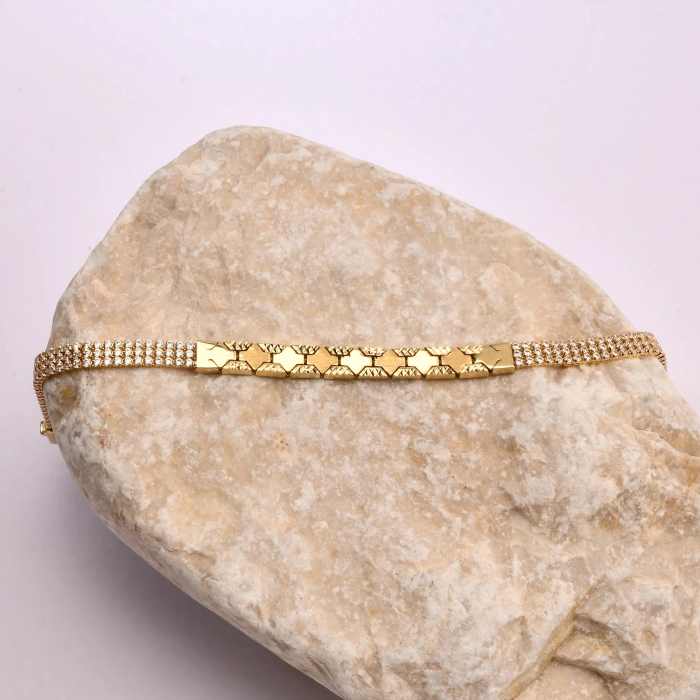 14K Gold Tennis Bracelet, Elegant and Sparkling Jewelry for Women, Zircon Stone Chain Bracelet