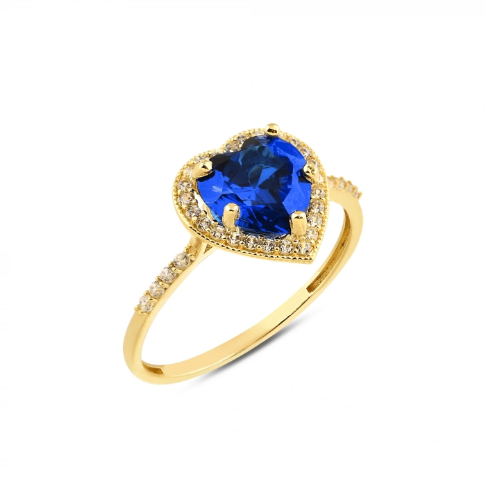 14K Gold Heart Cut Sapphire Ring, Sapphire Engagement Ring, Anniversary Engagement Ring