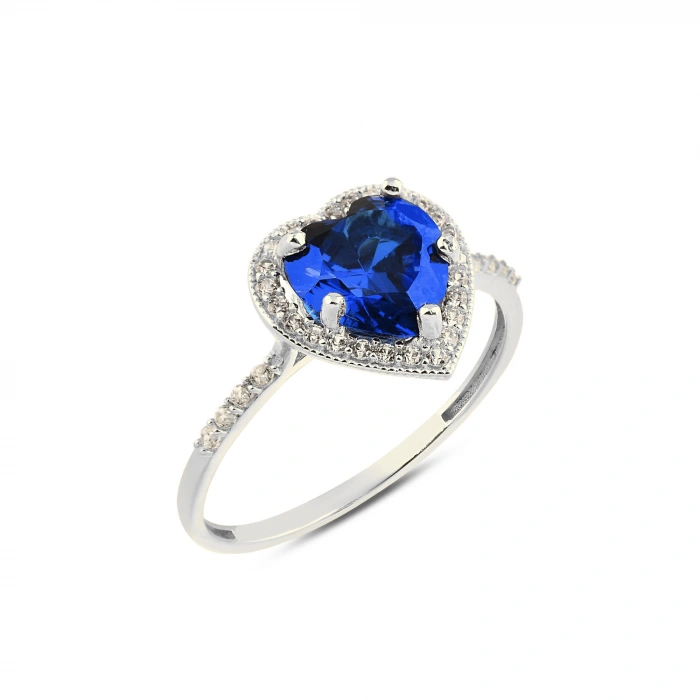 14K Gold Heart Cut Sapphire Ring, Sapphire Engagement Ring, Anniversary Engagement Ring