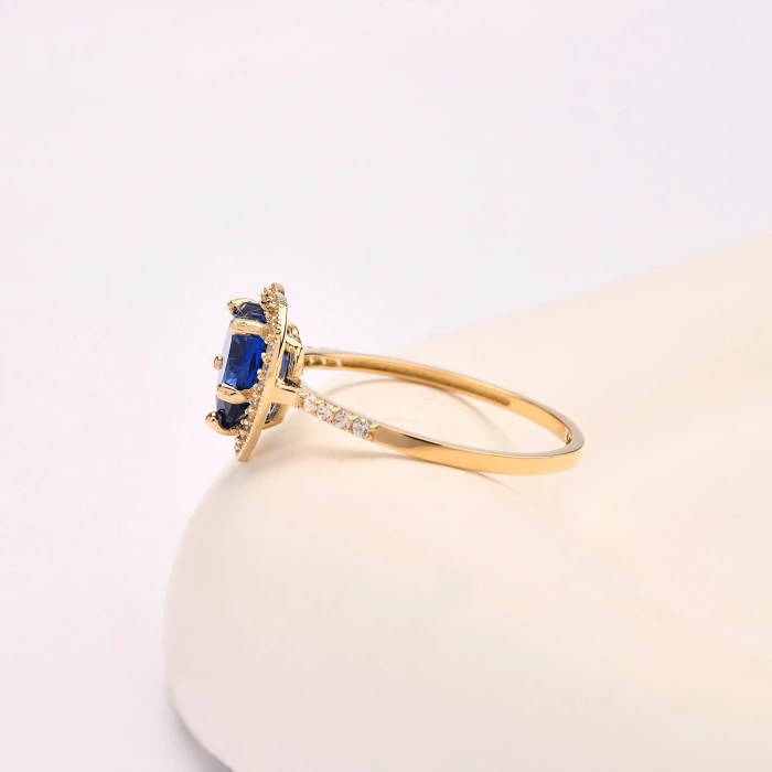 14K Gold Heart Cut Sapphire Ring, Sapphire Engagement Ring, Anniversary Engagement Ring