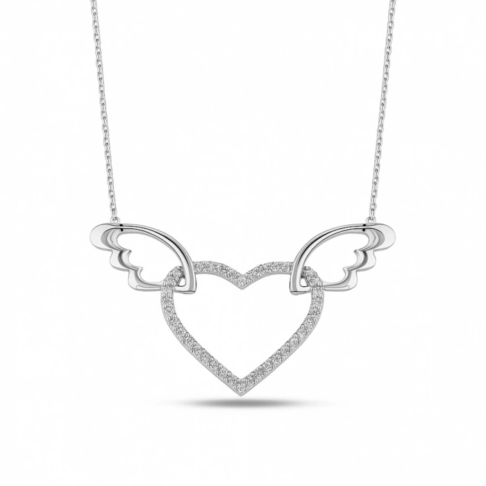 14 Ayar Altın Kanatlı Kalp Kolye