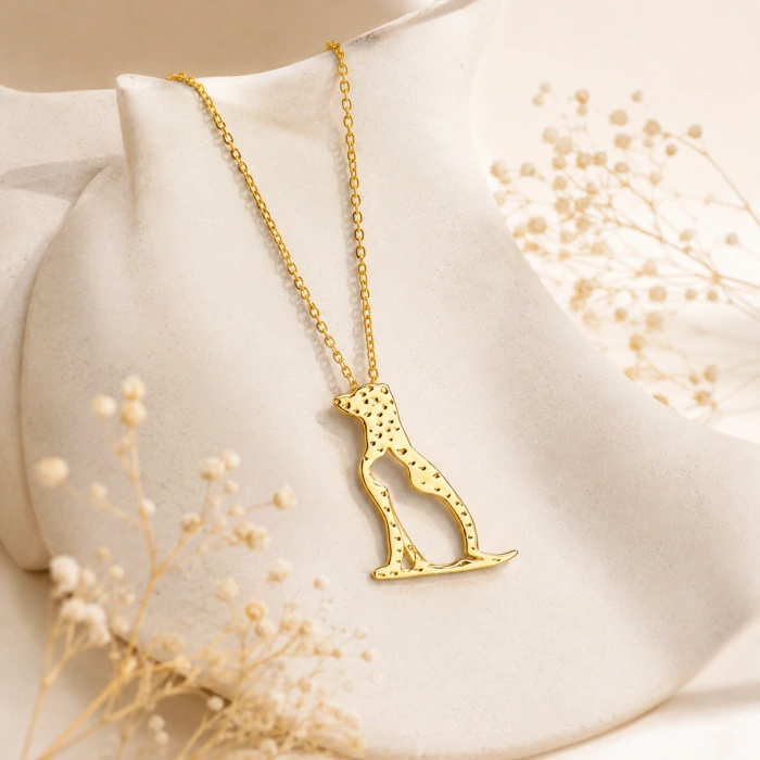 14K Solid Gold Cat & Dog Necklace – Animal Lover Pendant