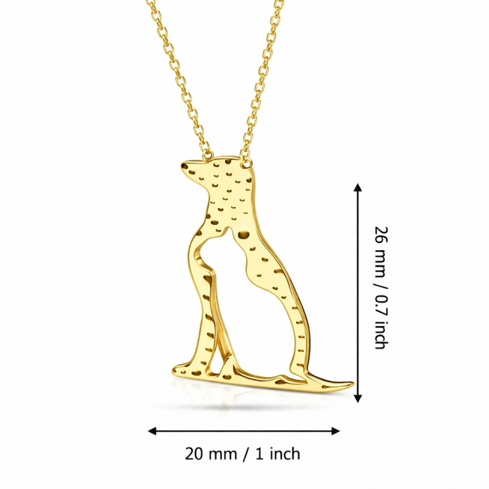 14K Solid Gold Cat & Dog Necklace – Animal Lover Pendant