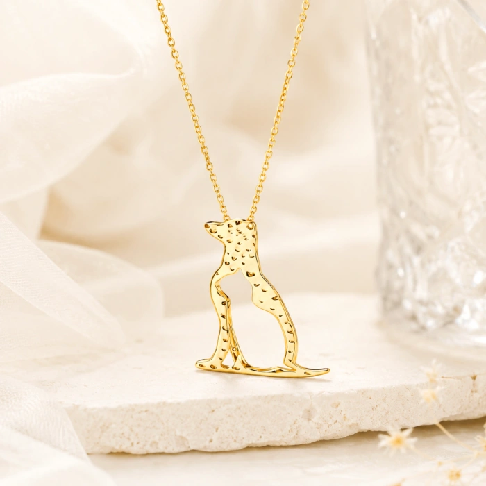 14K Solid Gold Cat & Dog Necklace – Animal Lover Pendant
