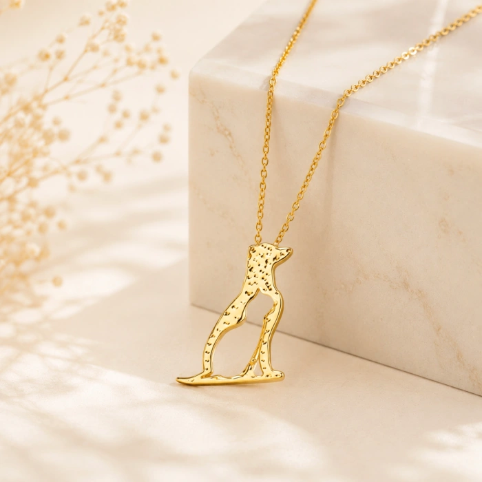 14K Solid Gold Cat & Dog Necklace – Animal Lover Pendant
