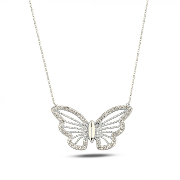 14K Gold Butterfly Necklace, Gold Minimalist Luck Necklace, Elegant Wings Necklace