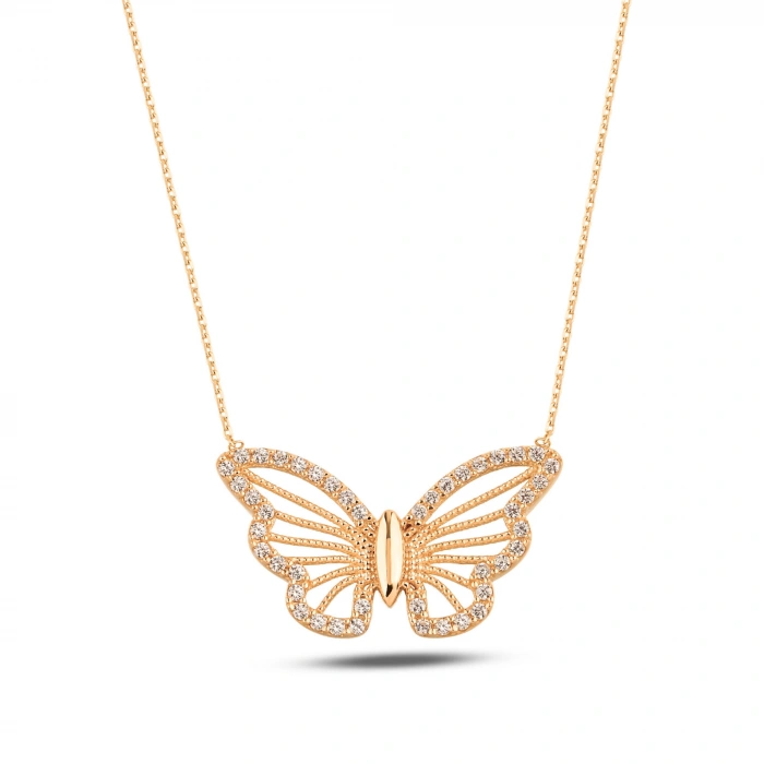 14K Gold Butterfly Necklace, Gold Minimalist Luck Necklace, Elegant Wings Necklace
