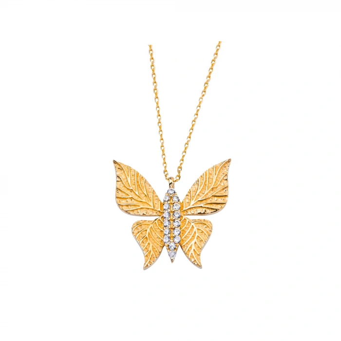 14K Gold Butterfly Necklace, Tiny Butterfly Luck Necklace