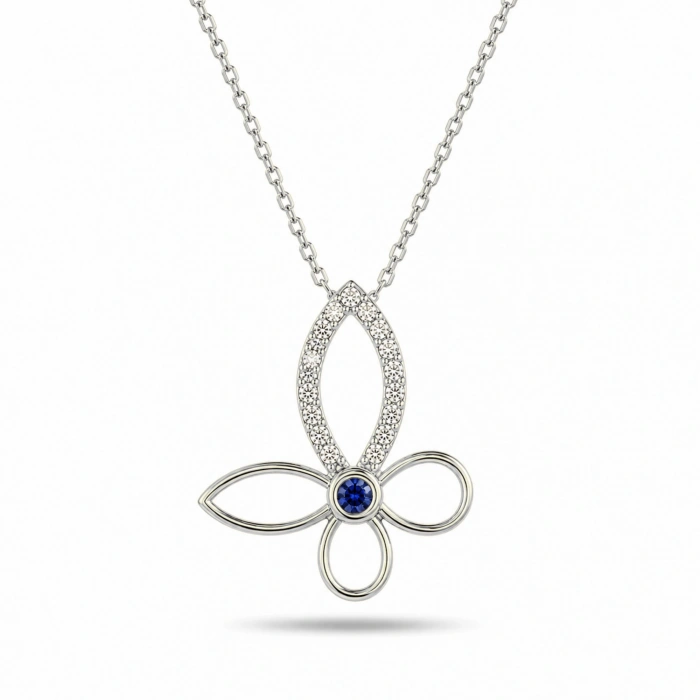 14K Solid Gold Butterfly Necklace – Elegant Clover Necklace, Minimalist Luck Jewelry