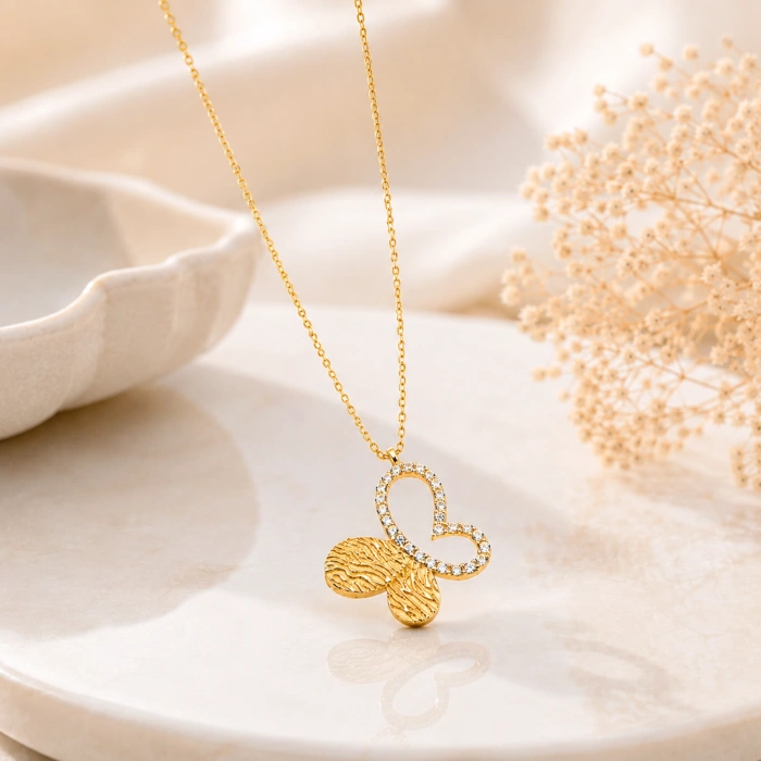 14 Ayar Altın Kelebek Şans Kolye