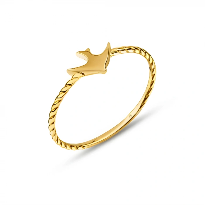 14K Solid Gold Swallow Ring