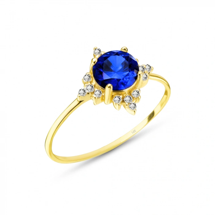 14K Gold North Star Sapphire Ring