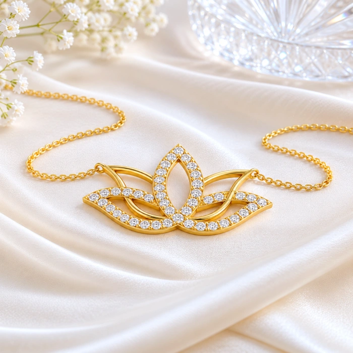 14 Ayar Altın Lotus Çiçeği Kolye