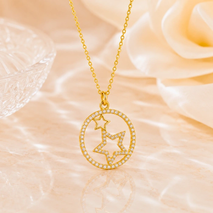 14K Gold Star Medallion Necklace