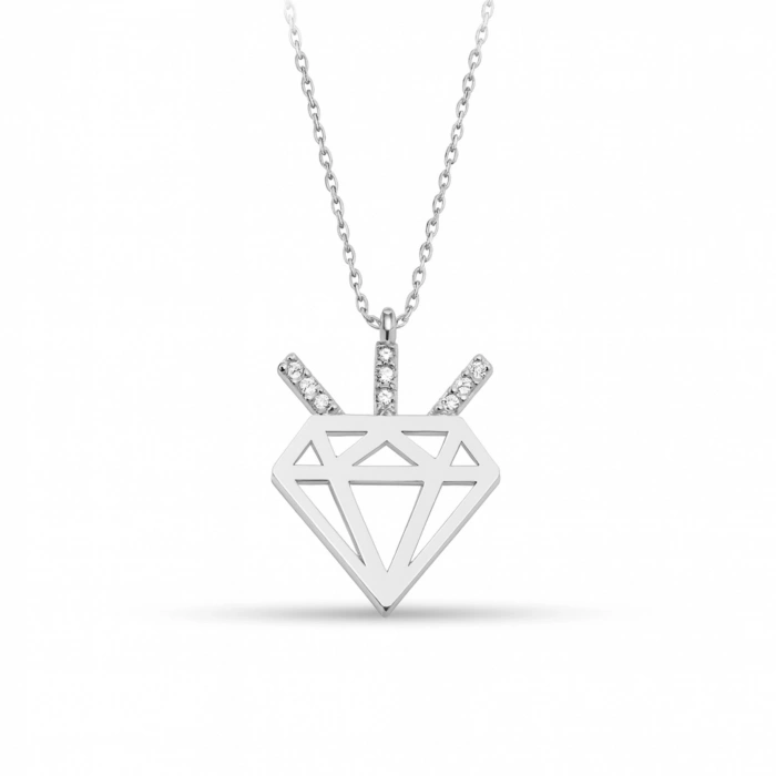 14K Solid Gold Diamond Design Necklace