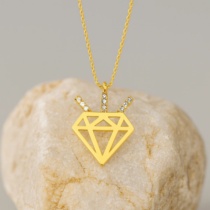 14K Solid Gold Diamond Design Necklace