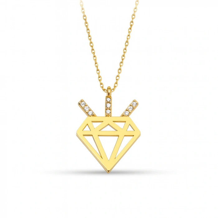 14K Solid Gold Diamond Design Necklace
