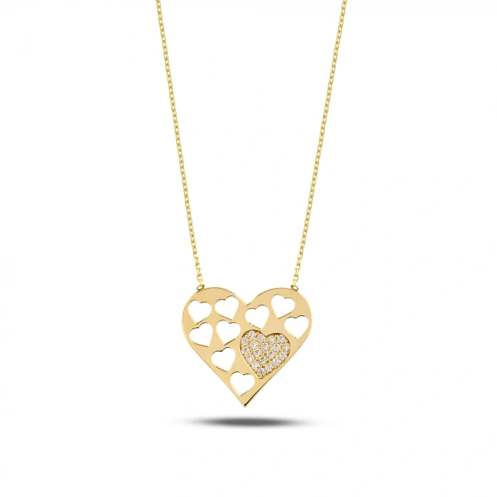 14K Gold Tiny Heart Love Necklace, Elegant Jewelry for Women, Gift for Girlfriend