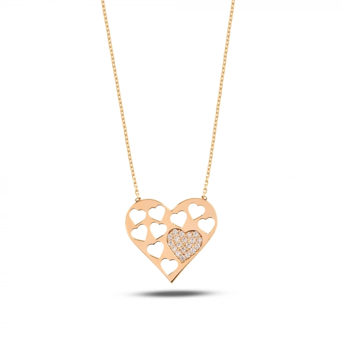14K Gold Tiny Heart Love Necklace, Elegant Jewelry for Women, Gift for Girlfriend