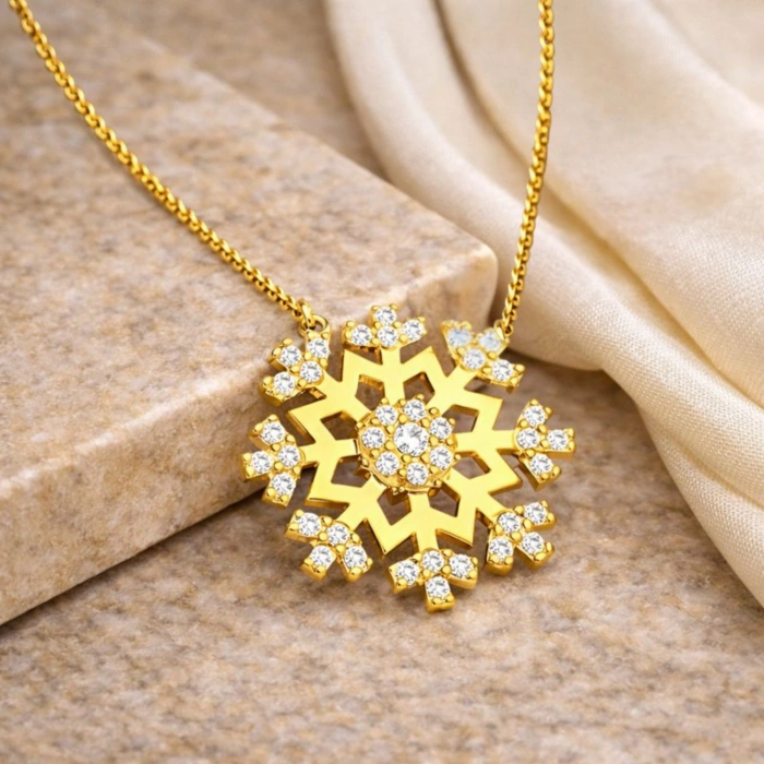 14 Ayar Altın Minik Kar Tanesi Kolye