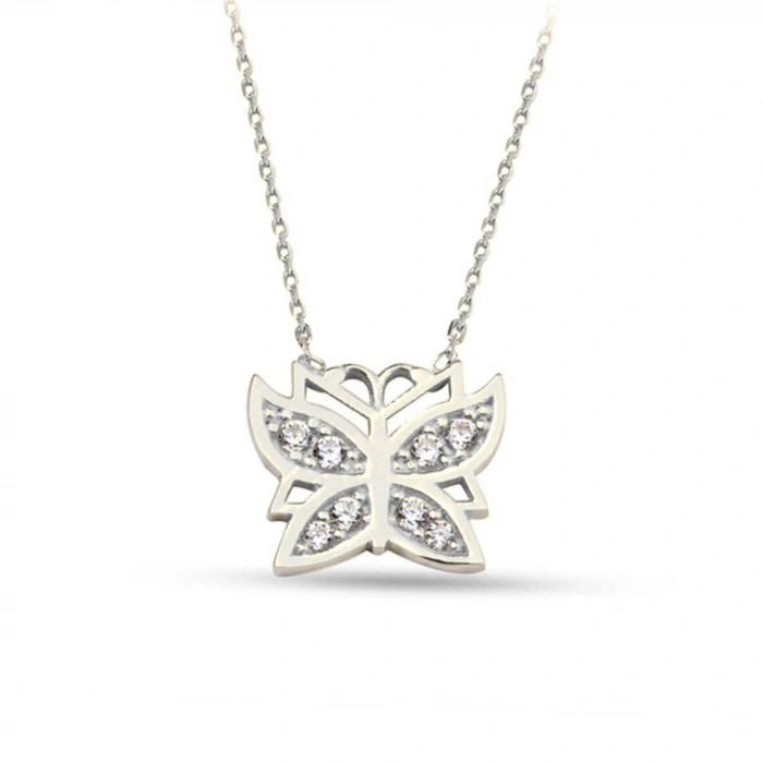 14K Gold Tiny Butterfly Necklace, Small Butterfly Luck Necklace