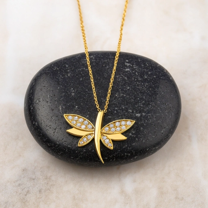 14 Ayar Altın Yusufçuk Şans Kolye