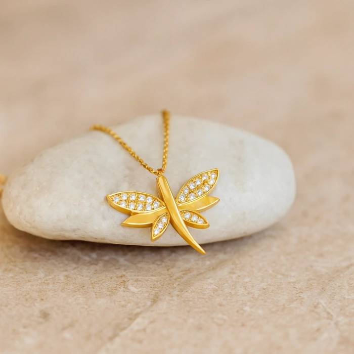 14 Ayar Altın Yusufçuk Şans Kolye