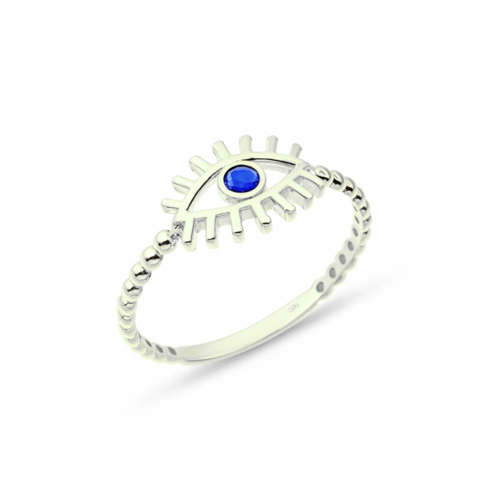 14 Ayar Altın Mavi Safir Kirpik Yüzük