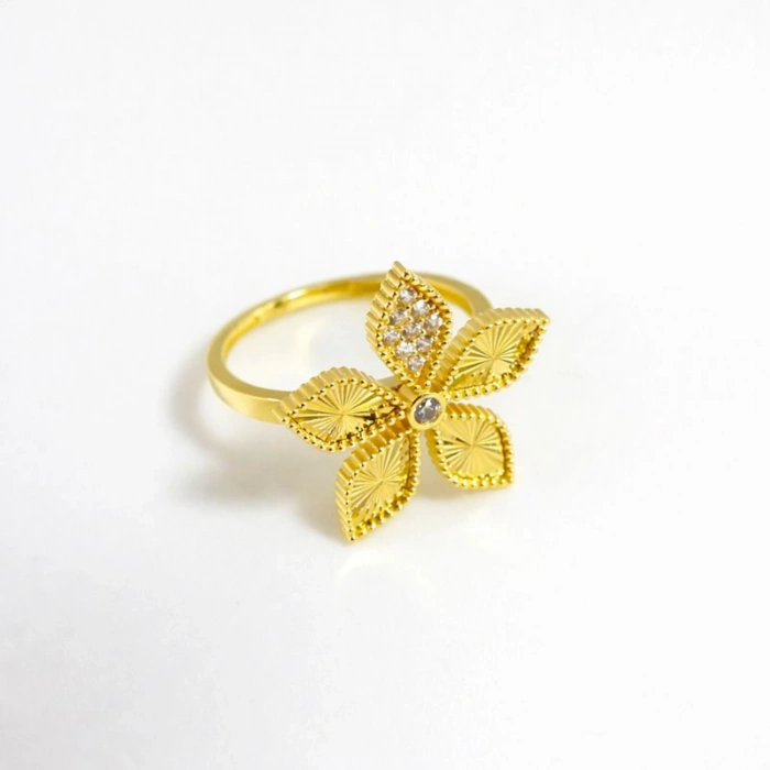 14 Ayar Altın Papatya Tasarım Takı Seti