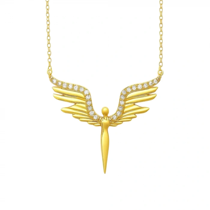 14 Ayar Altın Kanatlı Melek Kolye