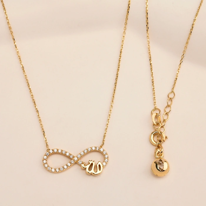 14K Solid Gold Infinity ALLAH Necklace