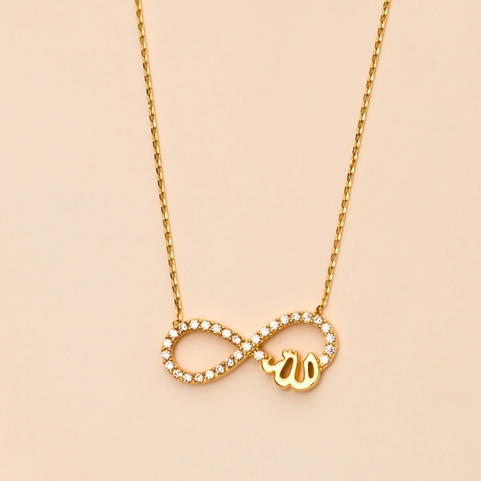 14K Solid Gold Infinity ALLAH Necklace