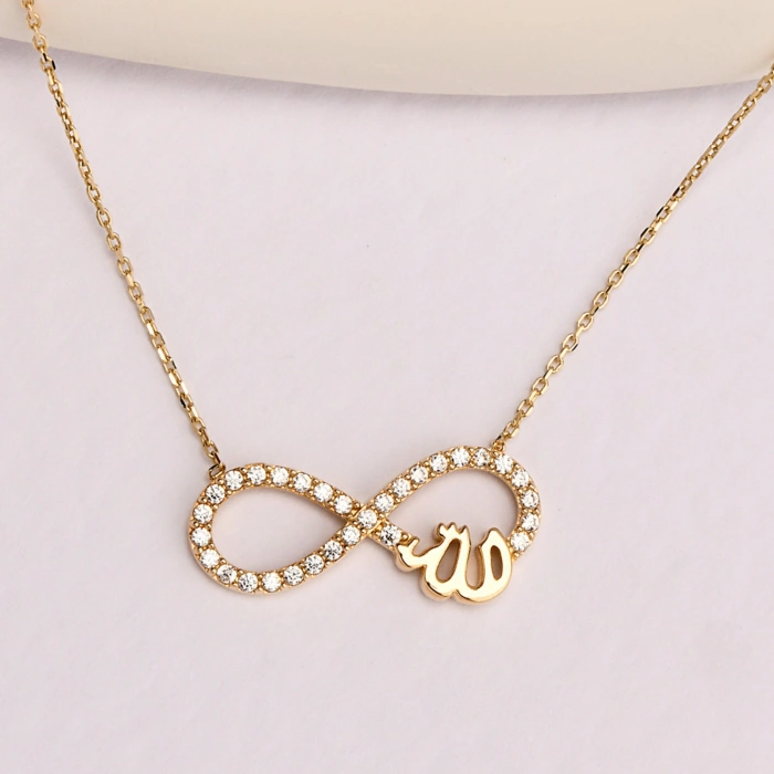 14K Solid Gold Infinity ALLAH Necklace