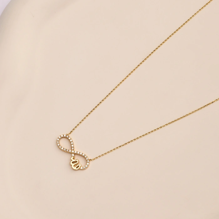 14K Solid Gold Infinity ALLAH Necklace