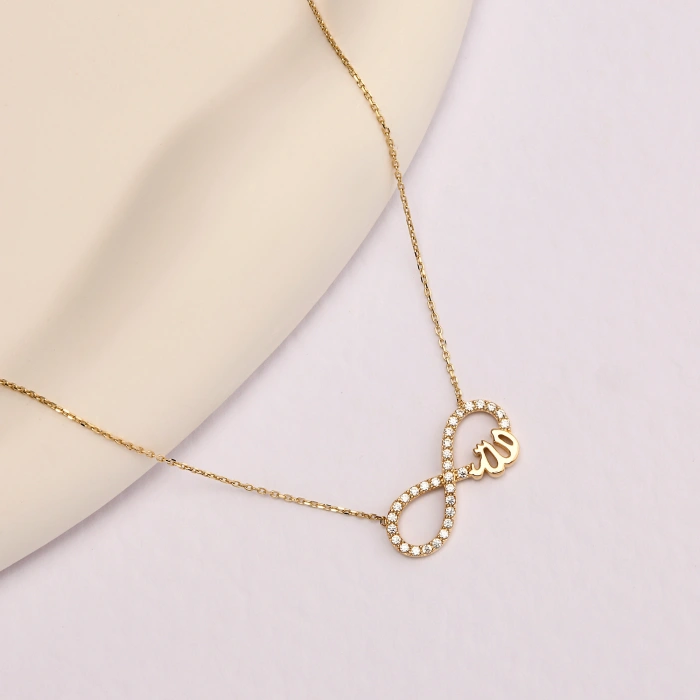 14K Solid Gold Infinity ALLAH Necklace