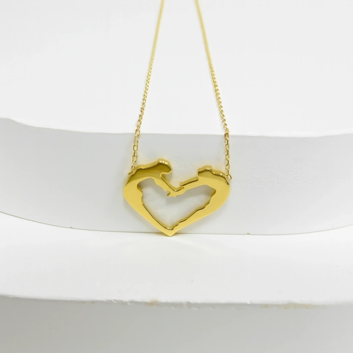 14 Ayar Altın 2 Aşık Kalp Kolye