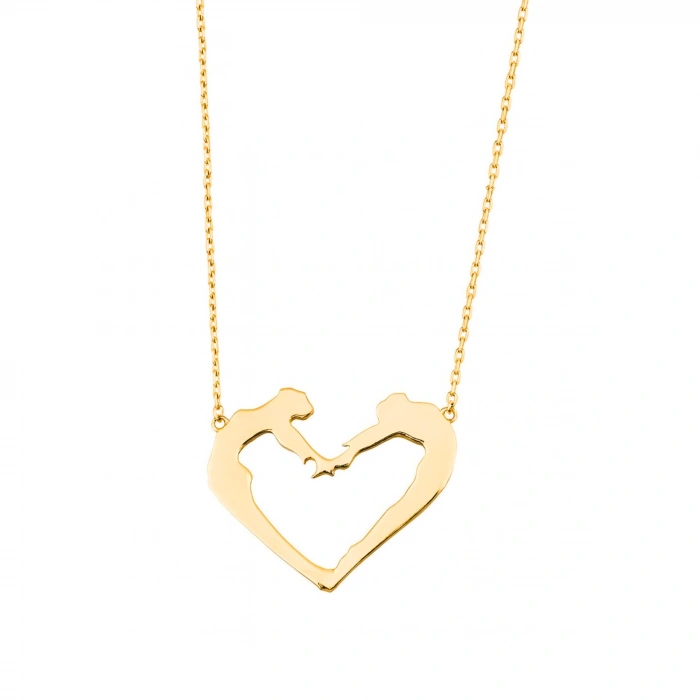 14 Ayar Altın 2 Aşık Kalp Kolye