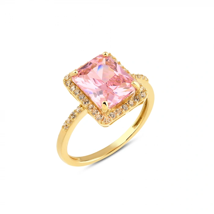 14K Gold Solitaire Pink Topaz Ring, Elegant Birthstone Gift