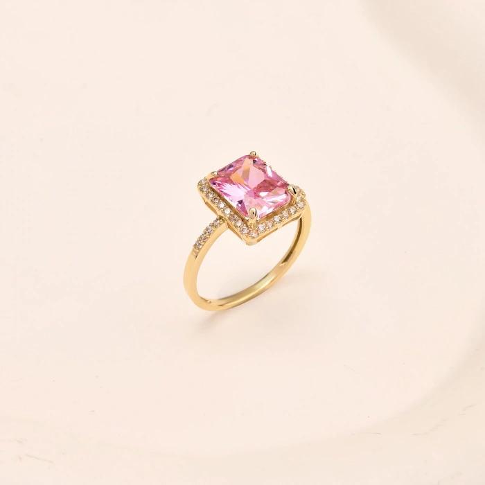 14K Gold Solitaire Pink Topaz Ring, Elegant Birthstone Gift