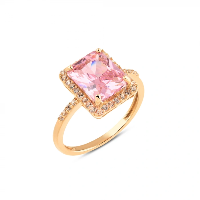 14K Gold Solitaire Pink Topaz Ring, Elegant Birthstone Gift
