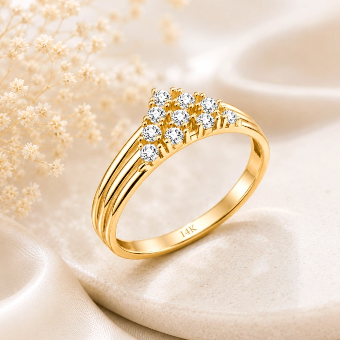 14K Solid Gold Triangle Ring