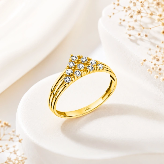 14K Solid Gold Triangle Ring