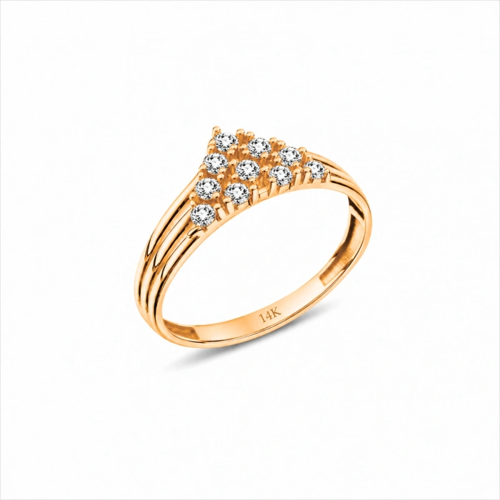 14K Solid Gold Triangle Ring
