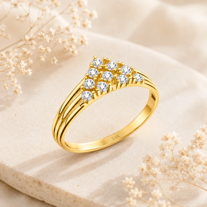 14K Solid Gold Triangle Ring