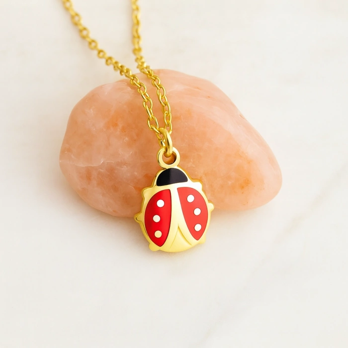 14 Ayar Altın Uğur Böceği Şans Kolye