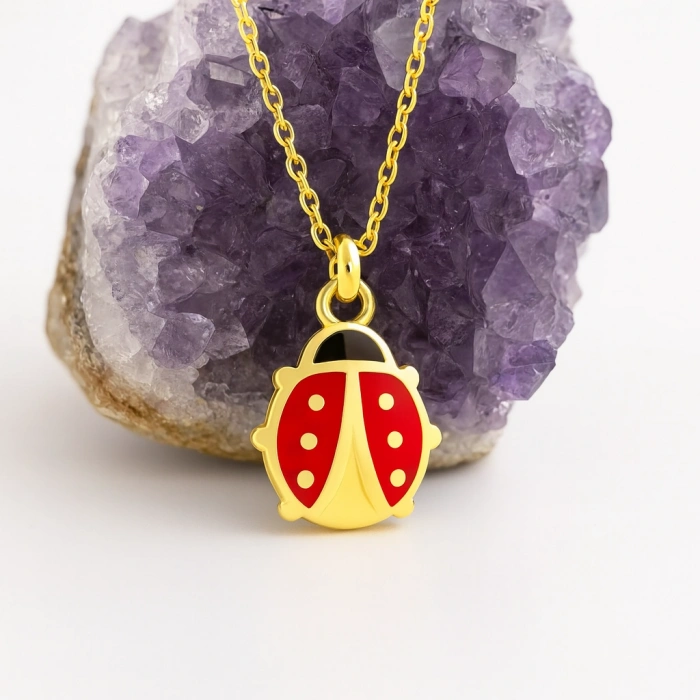 14 Ayar Altın Uğur Böceği Şans Kolye