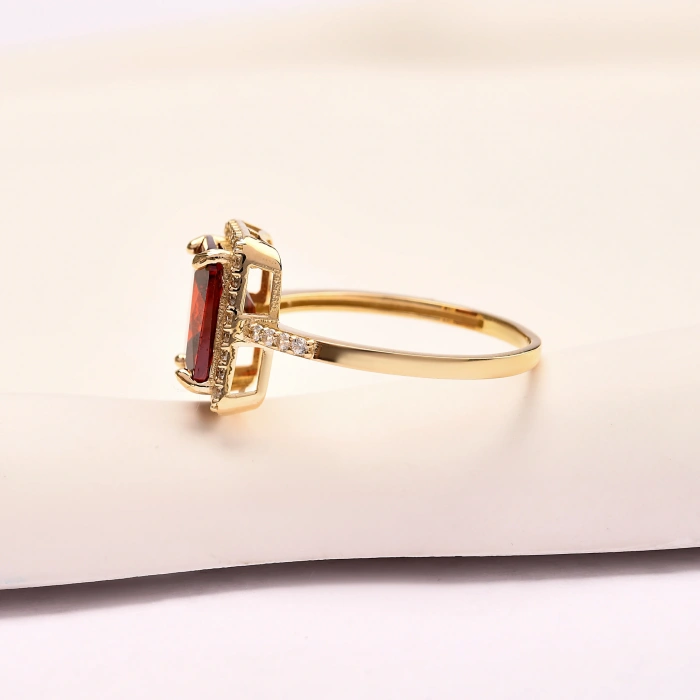 14K Solid Gold Emerald Cut Ruby Ring