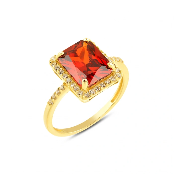 14K Solid Gold Emerald Cut Ruby Ring